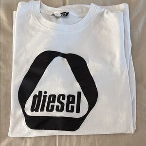 Diesel White and Black Short Sleeve Tee